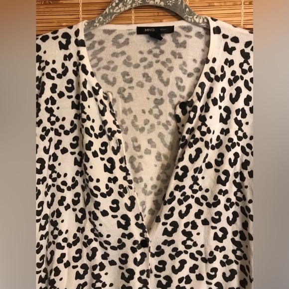 MNG Leopard Cardigan Sweater Animal Print Size Small - Picture 2 of 5